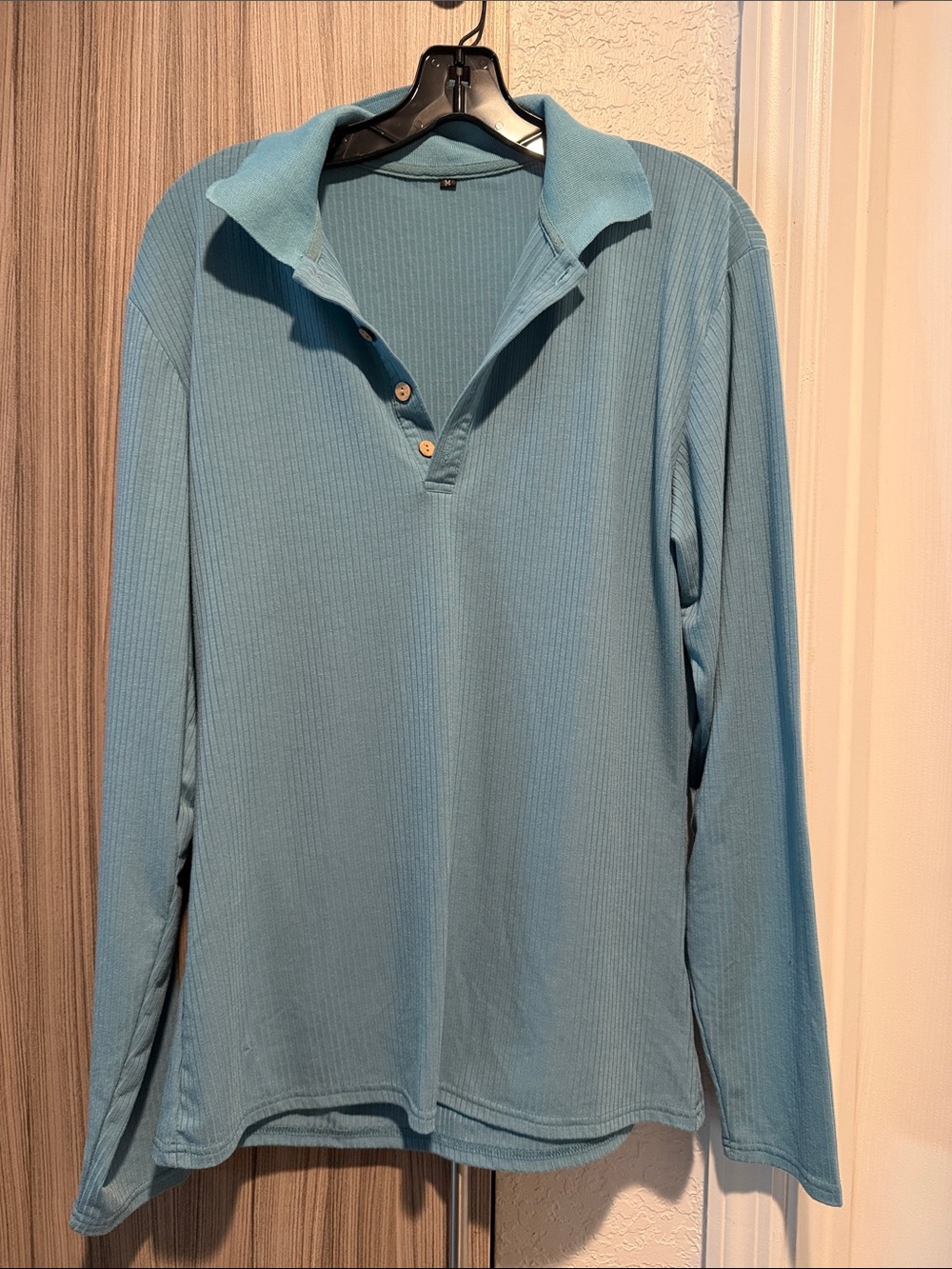 Men's Teal Long-Sleeve Polo Shirt